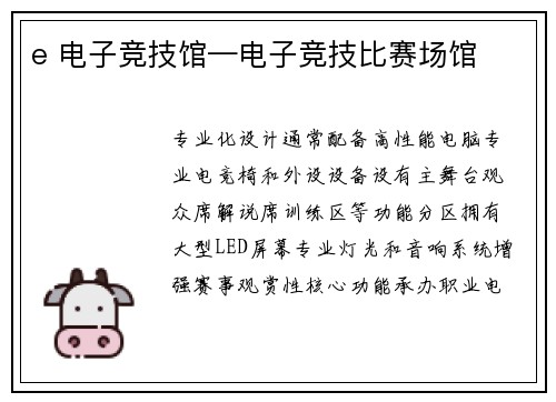 e 电子竞技馆—电子竞技比赛场馆